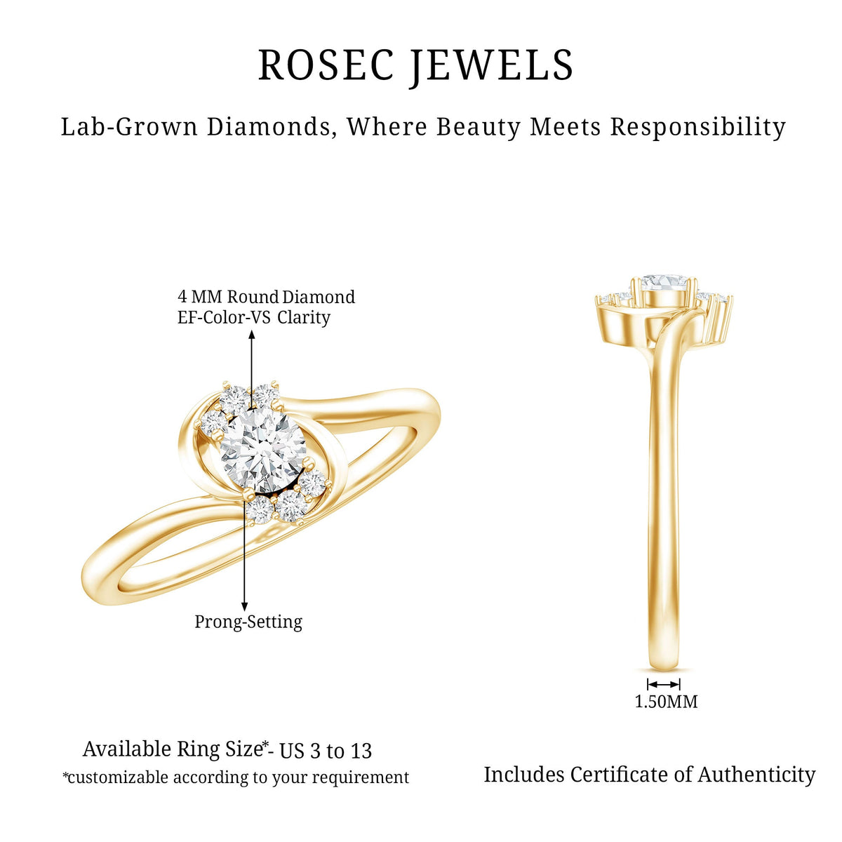 Brilliant Cut Certified Lab Grown Diamond Promise Ring For Her