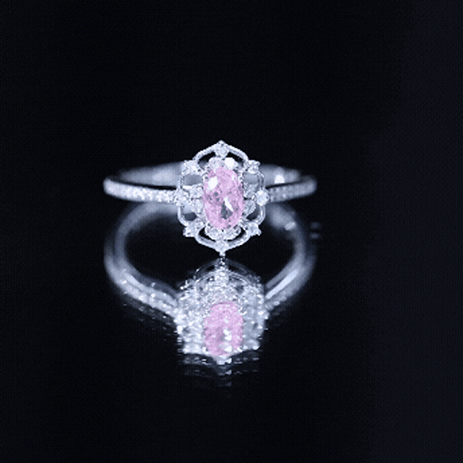 Natural Pink Sapphire Diamond Vintage Engagement Ring in Silver