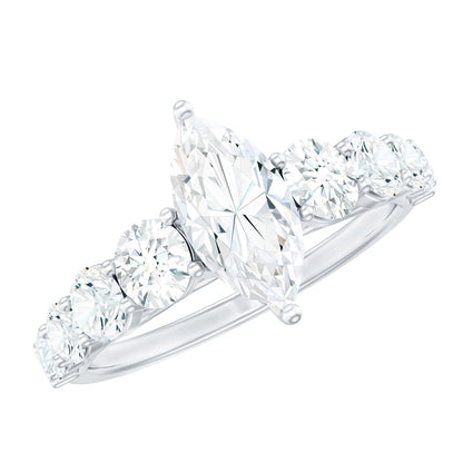 7x14 MM Marquise Moissanite Engagement Ring (Side Stone)
