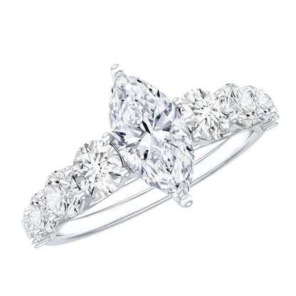 7x14 MM Marquise Moissanite Engagement Ring (Side Stone)
