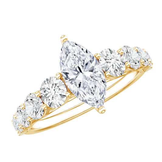 7x14 MM Marquise Moissanite Engagement Ring (Side Stone)