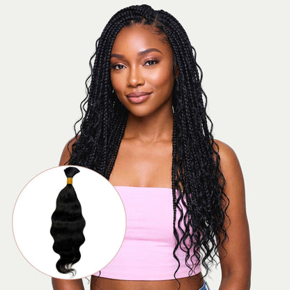 Natural 1B Raw Indian Wavy Bulk Braiding Hair