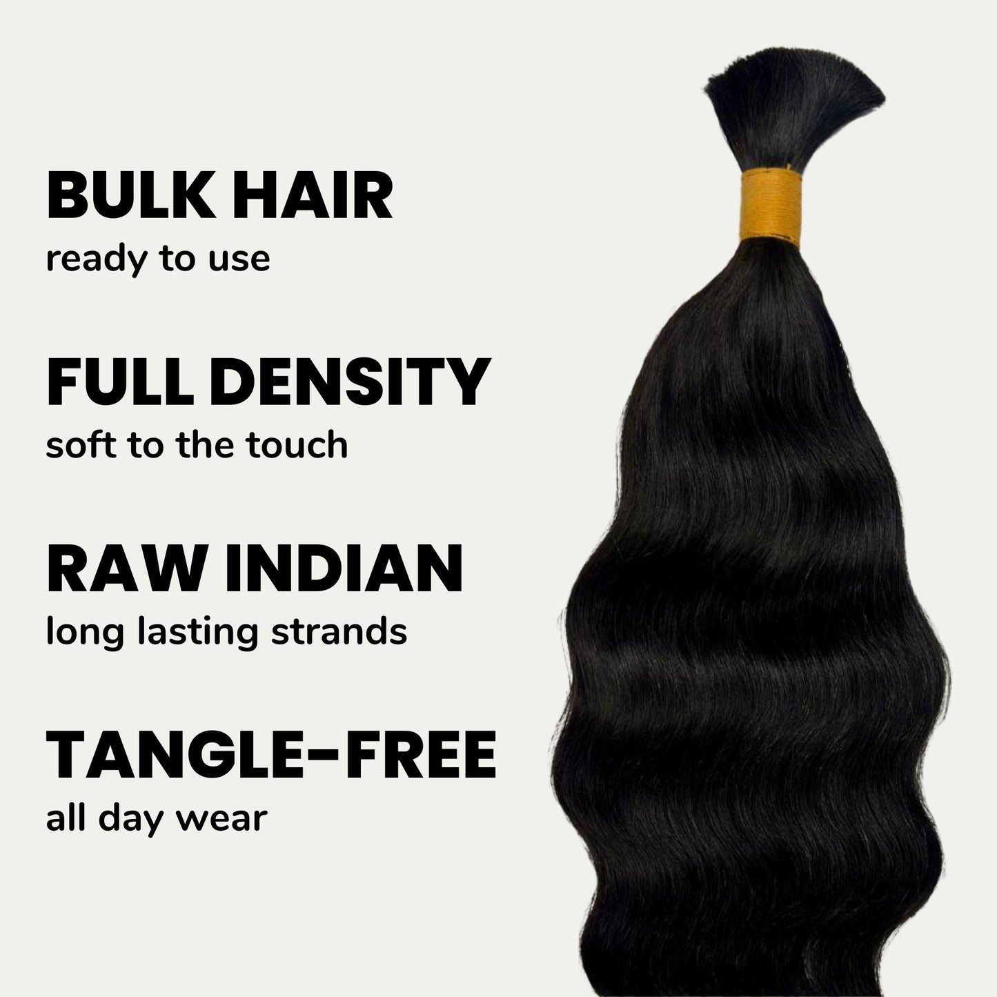Natural 1B Raw Indian Wavy Bulk Braiding Hair