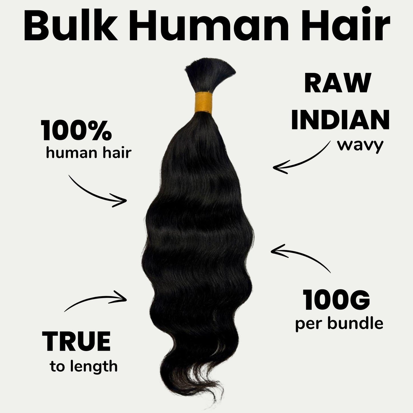 Natural 1B Raw Indian Wavy Bulk Braiding Hair