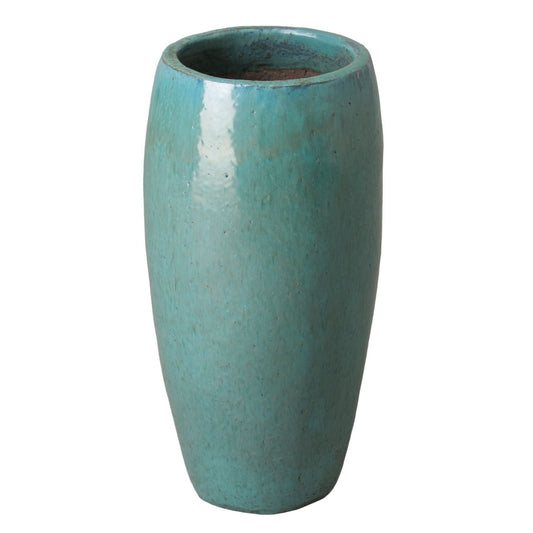 Round 20"H Teal Ceramic Jar