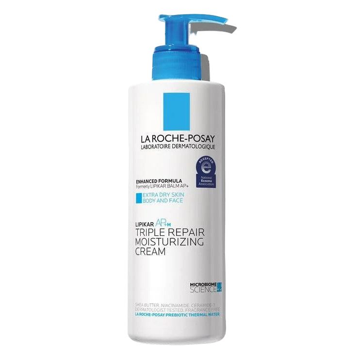 Laroche-Posay triple repair moisturizing cream bottle on a white background