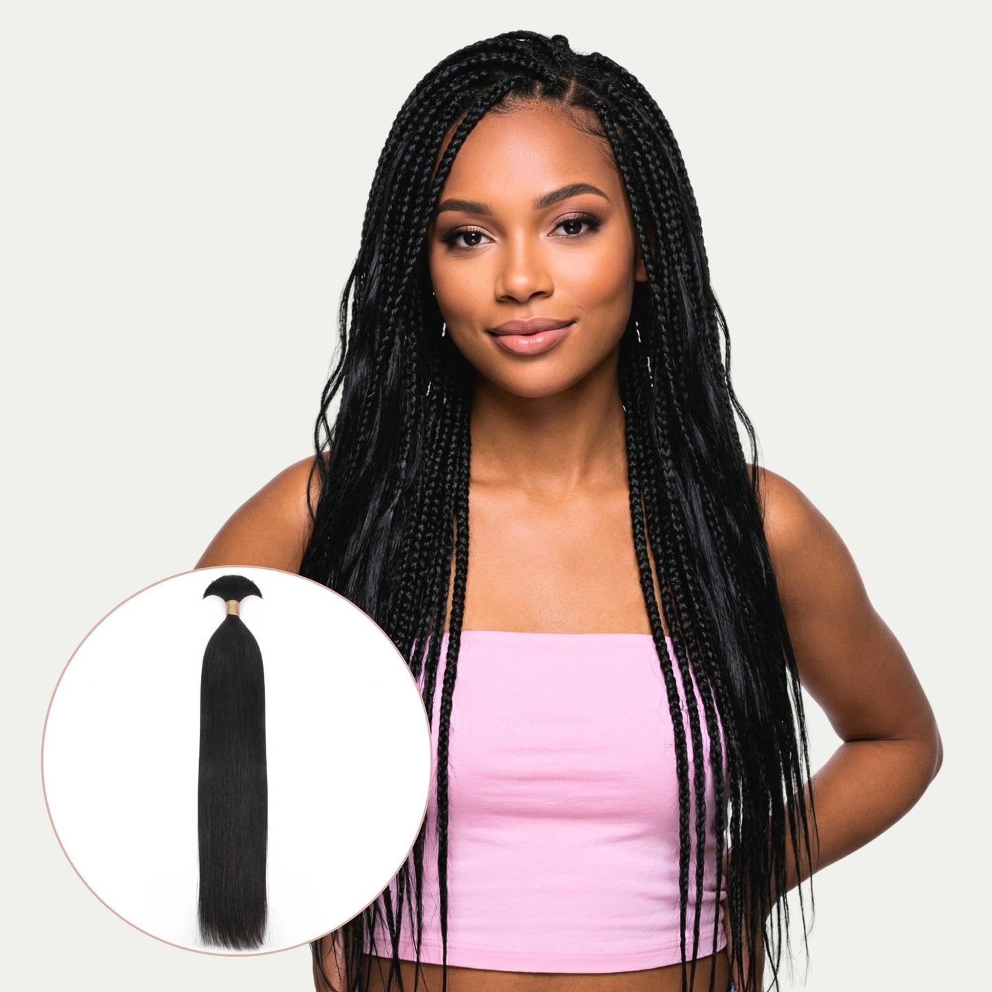 Natural 1B Straight Bulk Braiding Hair
