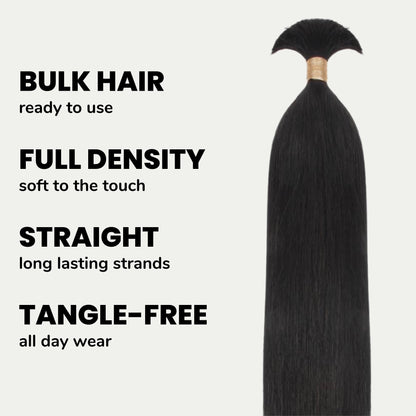 Natural 1B Straight Bulk Braiding Hair