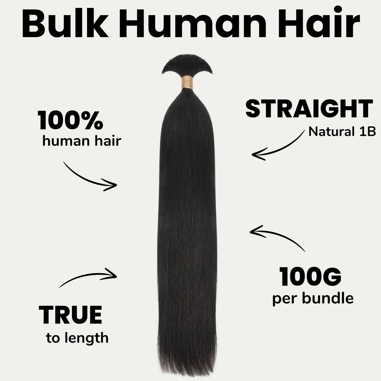 Natural 1B Straight Bulk Braiding Hair