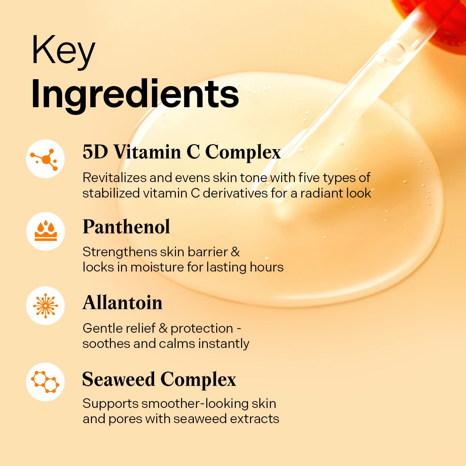 Key ingredients of a skincare product with a dropper on a beige background