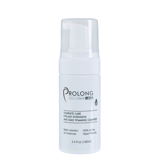 Foaming cleanser bottle labeled 'Prolong' on a transparent background
