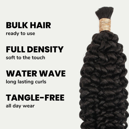 Natural Black Water Wave, Bulk Braiding Hair