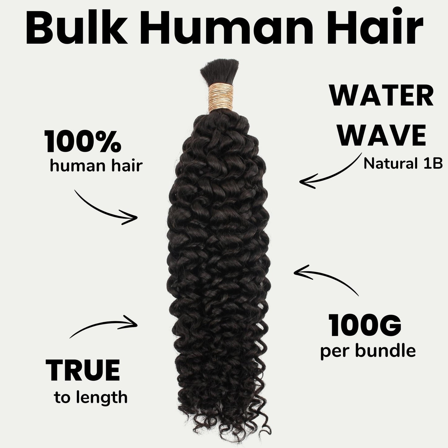 Natural Black Water Wave, Bulk Braiding Hair