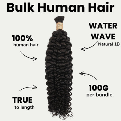 Natural Black Water Wave, Bulk Braiding Hair