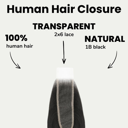 Yaki Straight 2x6 Transparent Lace Hair Closure