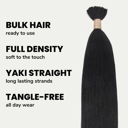Natural 1B Yaki Straight Bulk Braiding Hair