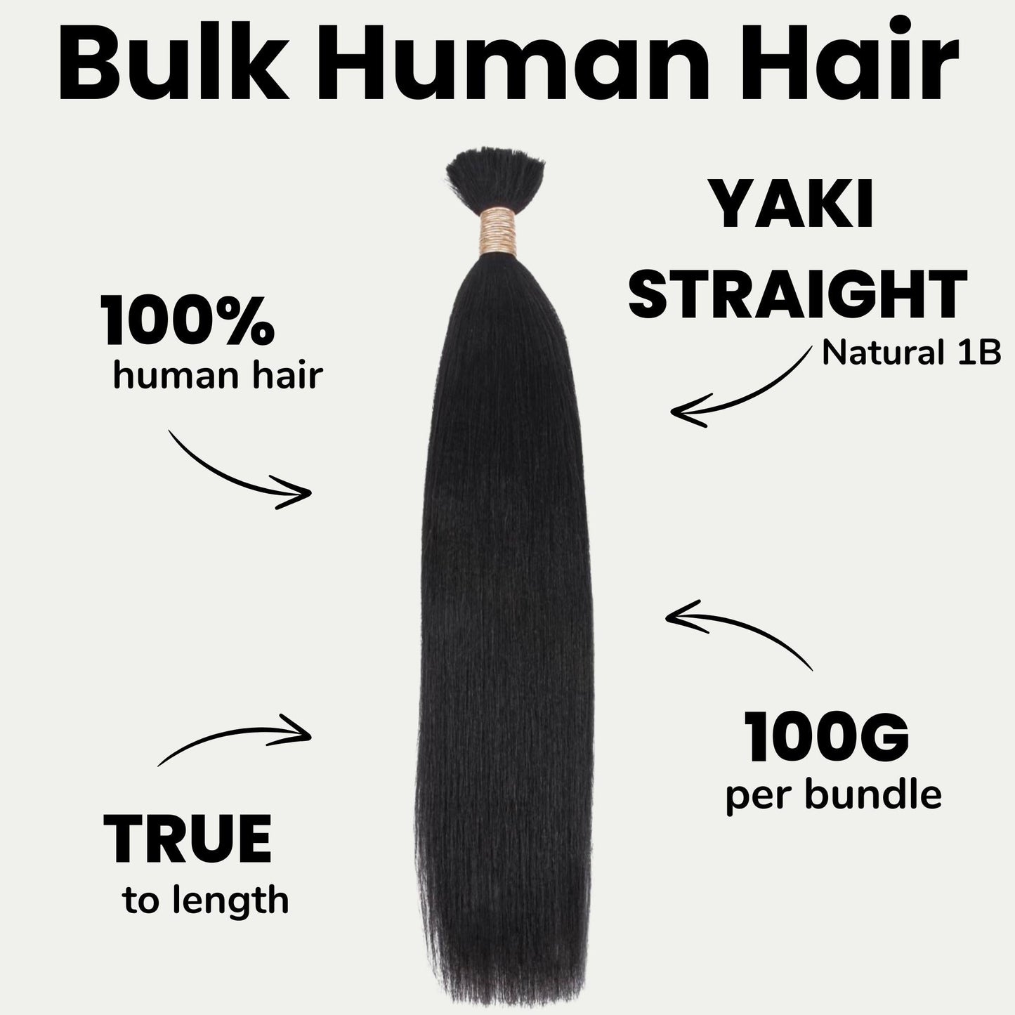 Natural 1B Yaki Straight Bulk Braiding Hair
