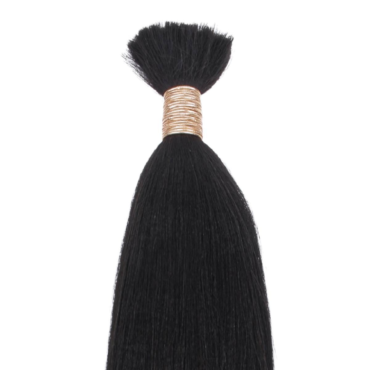 Natural 1B Yaki Straight Bulk Braiding Hair