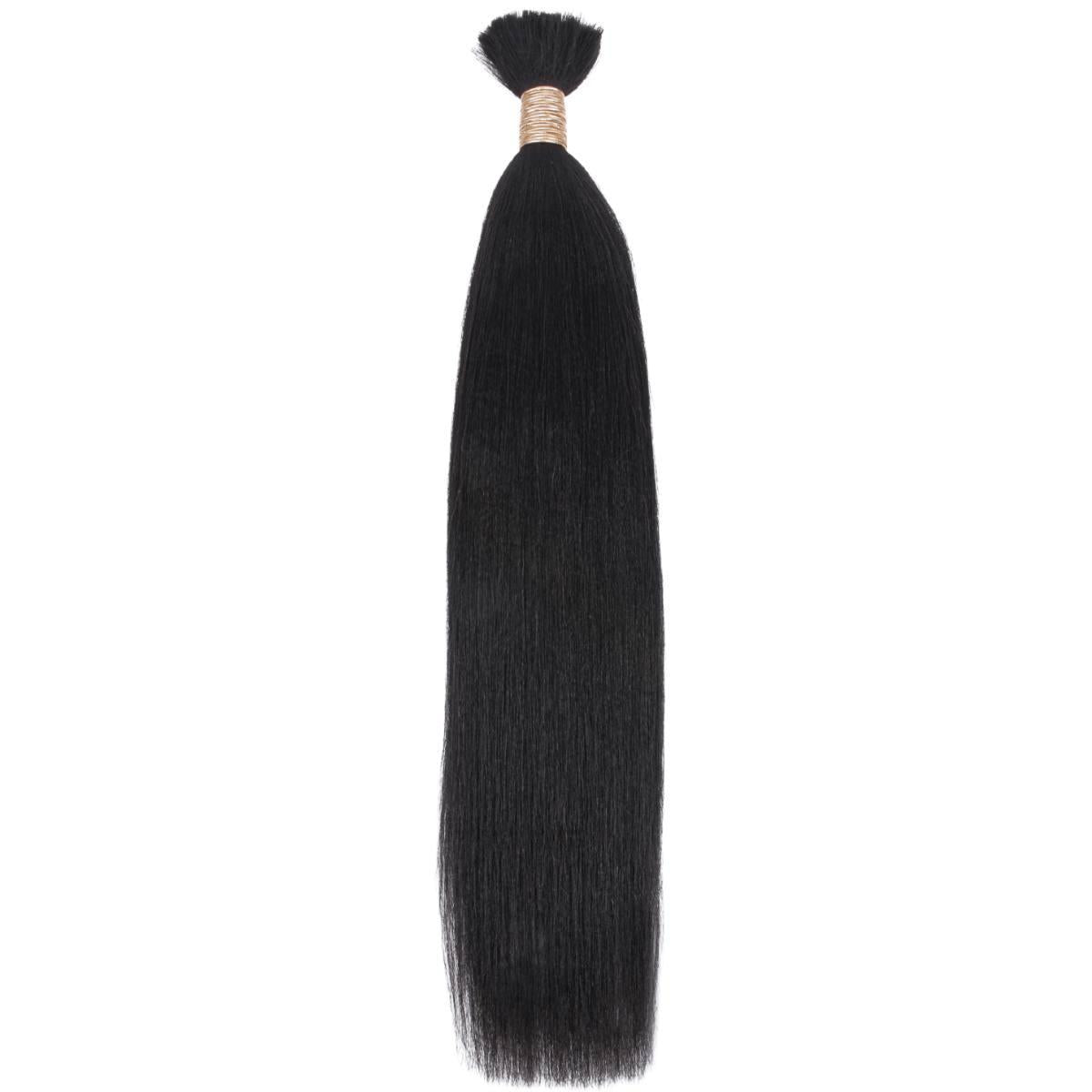 Natural 1B Yaki Straight Bulk Braiding Hair