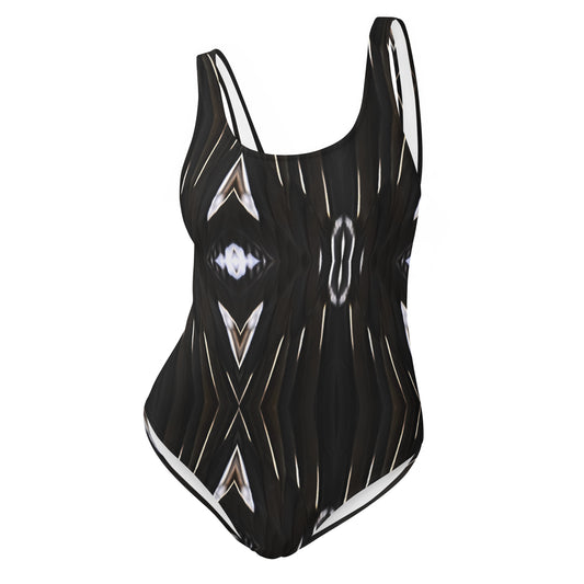 One piece swimsuit with Pelican feather design pattern
