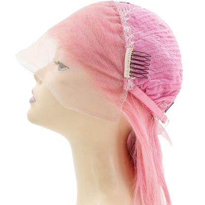 Cotton Candy Pink Bob, Straight 13x4 Transparent Lace Front Human Hair Wig