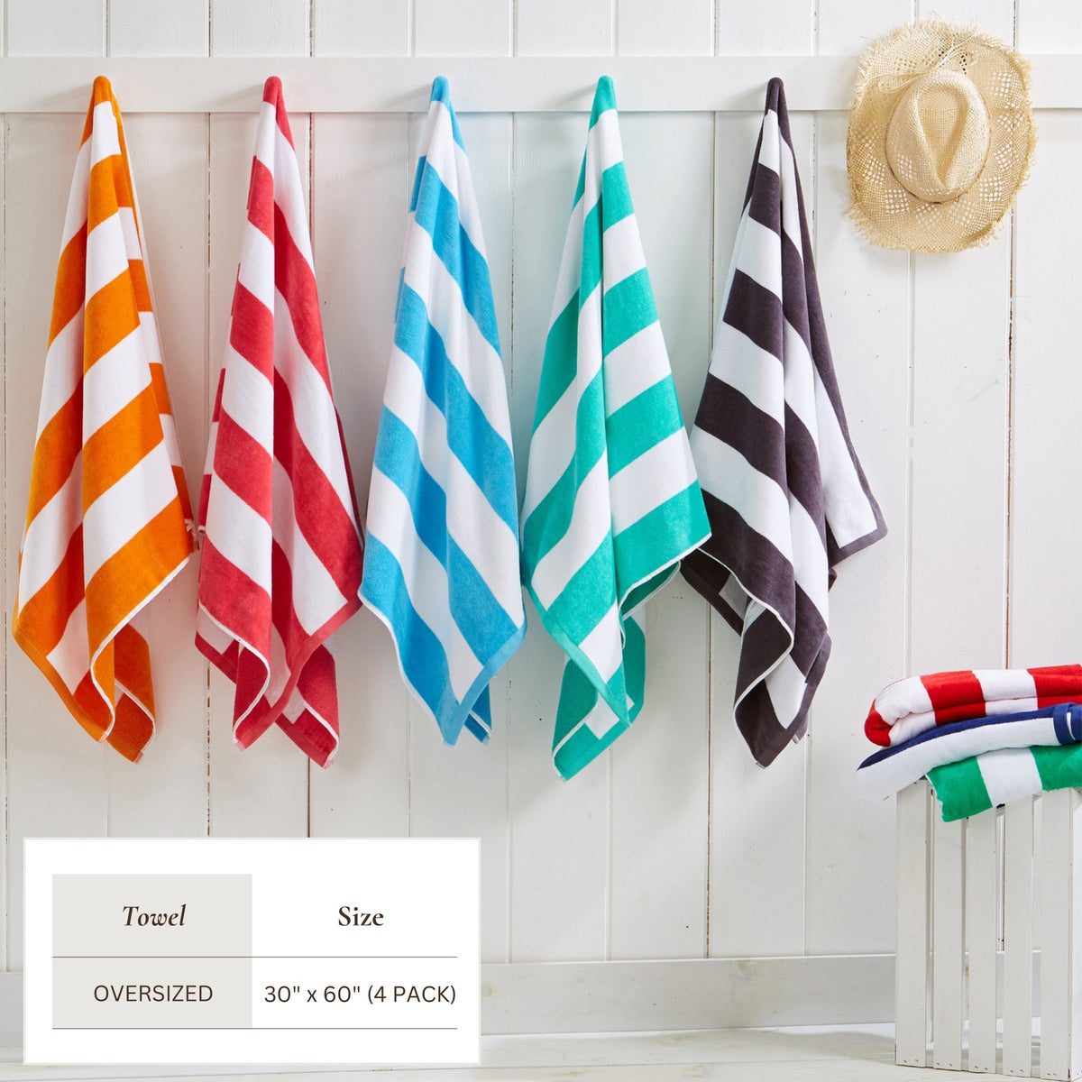 Cotton Velour Cabana Stripe Beach Towel | Novia Collection