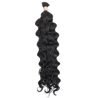 Natural 1B Beach Wave Bulk Braiding Hair