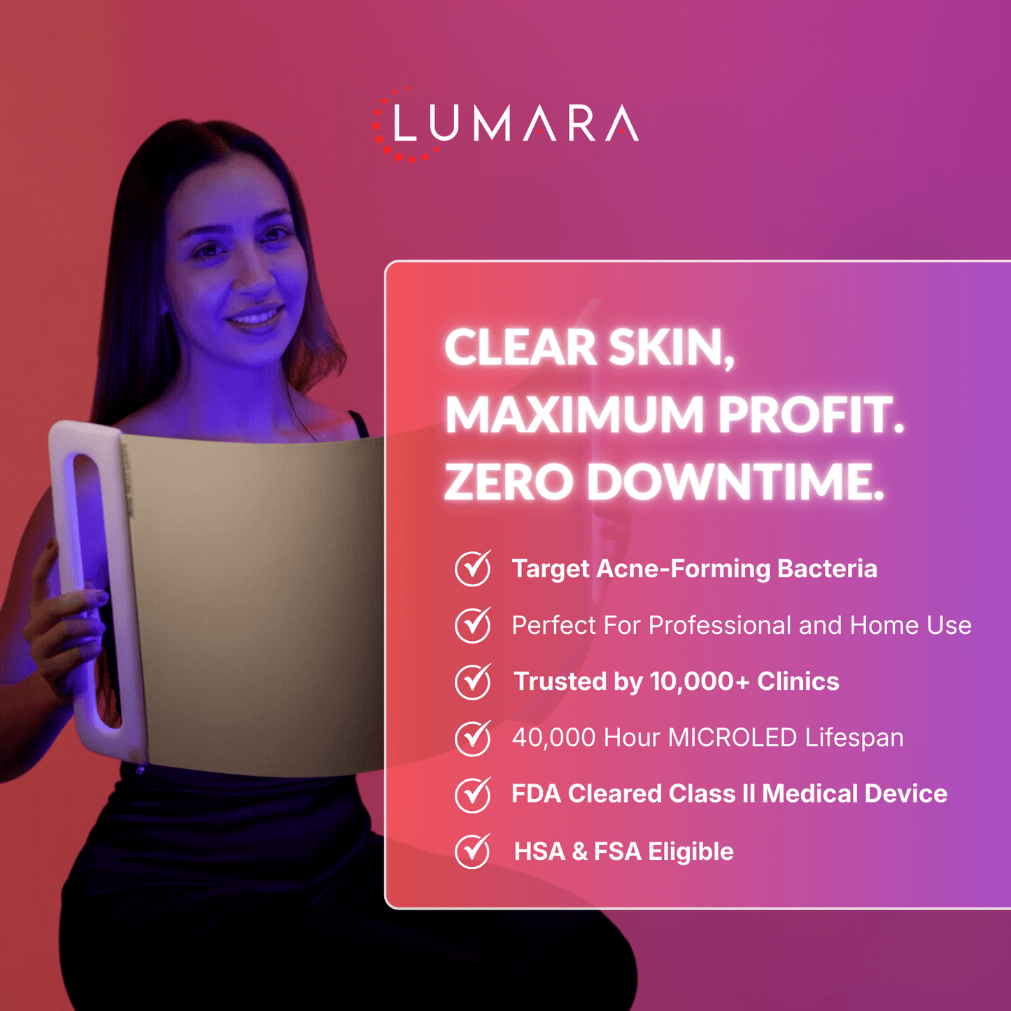 The Lumara Illuminate Blue Light Panel Supports Blemish Prone Skin