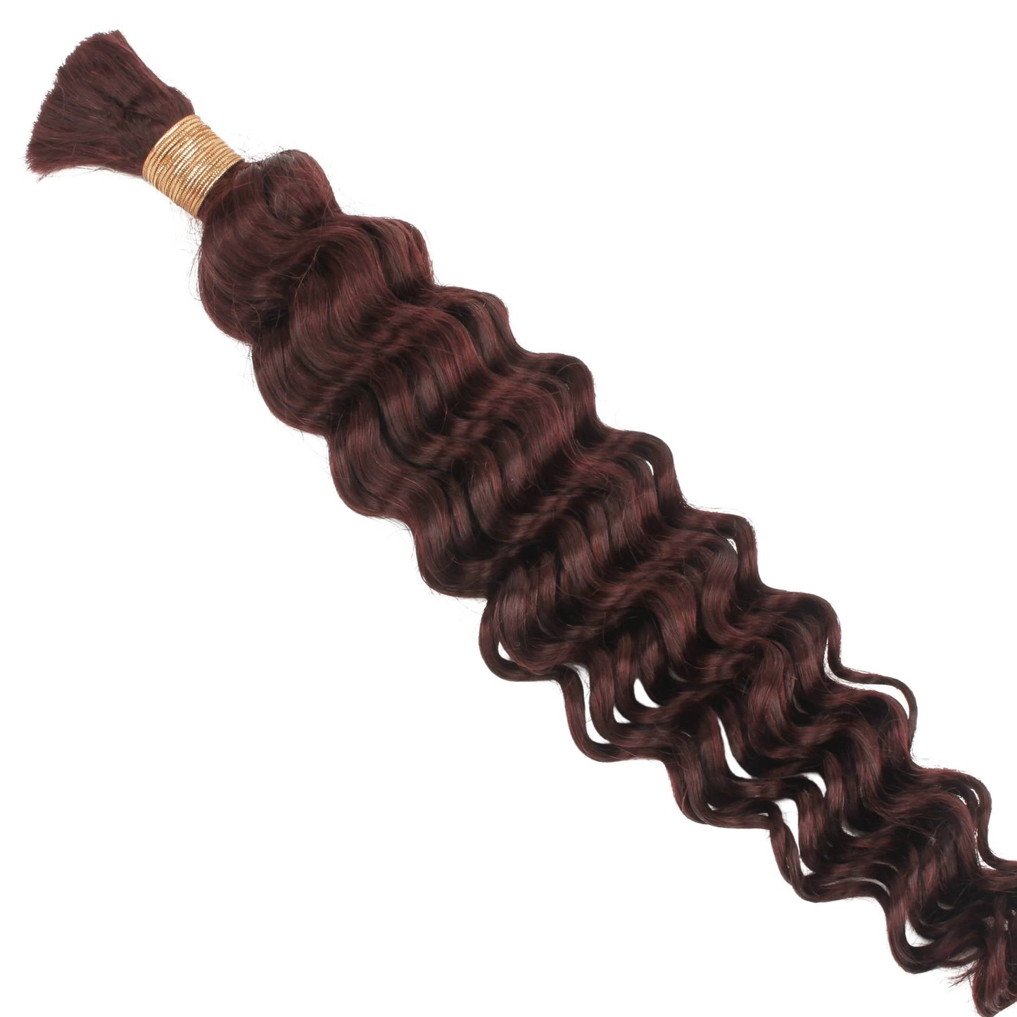 Brown hair extensions with a white background