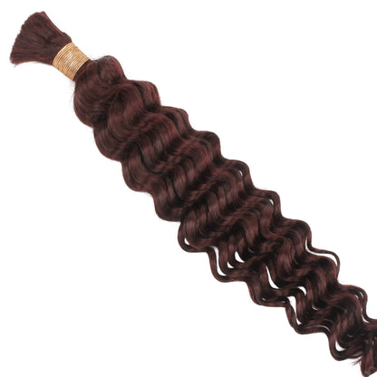 Brown hair extensions with a white background