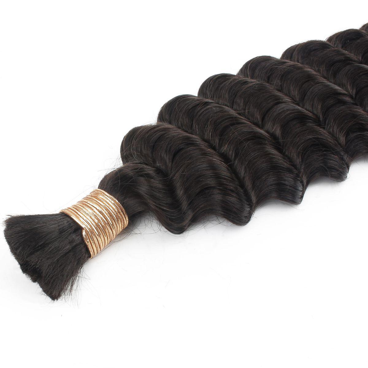 Natural 1B Deep Wave Bulk Braiding Hair