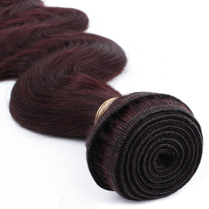Burgundy hair extensions on a white background