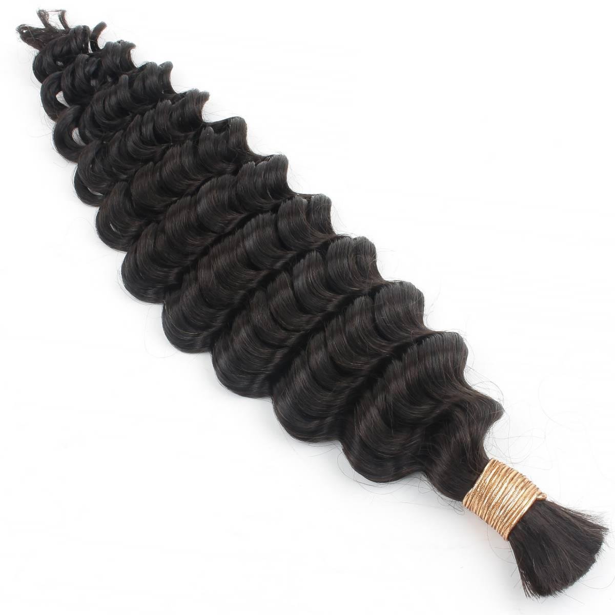Natural 1B Deep Wave Bulk Braiding Hair