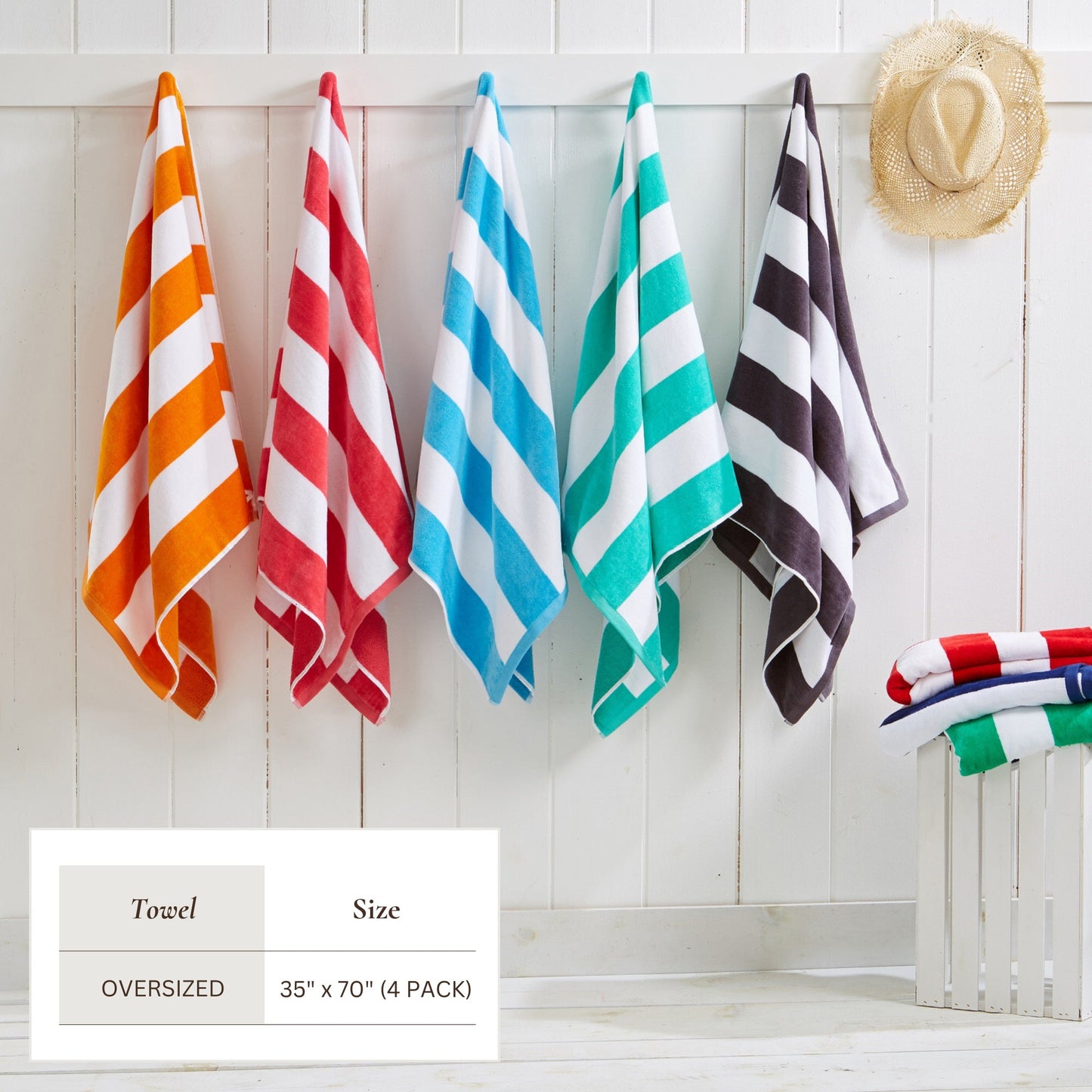 Cotton Velour Cabana Stripe Beach Towel | Novia Collection