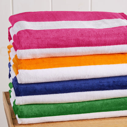 Cotton Velour Cabana Stripe Beach Towel | Novia Collection