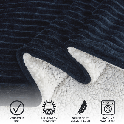 Ribbed Sherpa Throw Blanket - Corduroy Collection