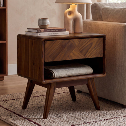 Laden Handcrafted Solid Wood Nightstand