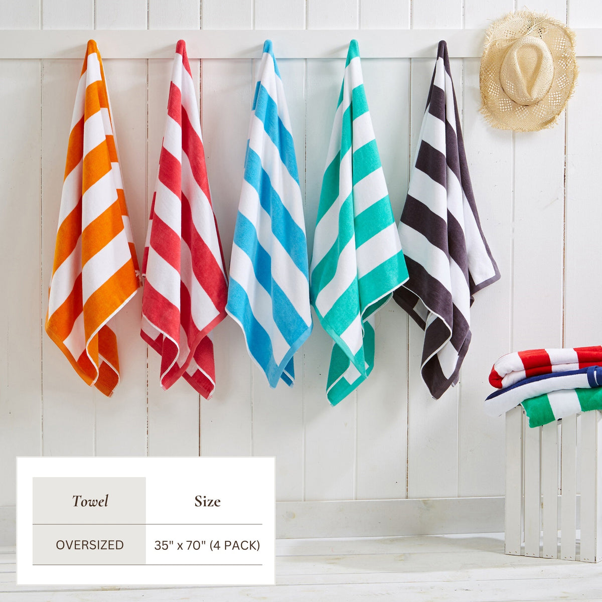 Cotton Velour Cabana Stripe Beach Towel | Novia Collection