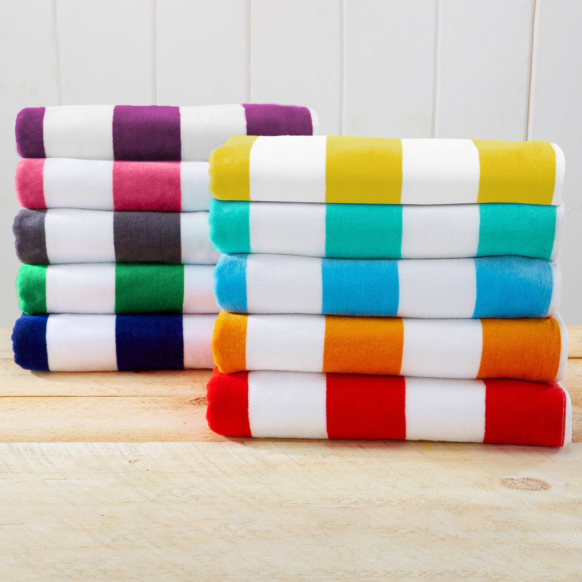 Cotton Velour Cabana Stripe Beach Towel | Novia Collection