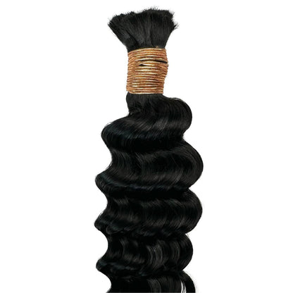 #1 Jet Black, Deep Wave Bulk Braiding Hair