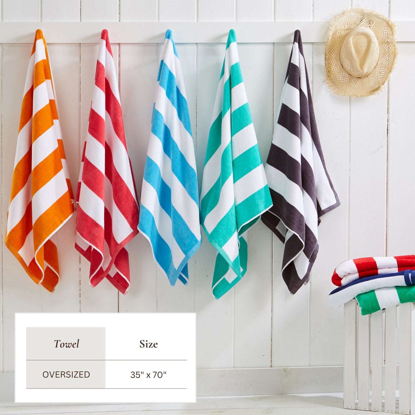 Cotton Velour Cabana Stripe Beach Towel | Novia Collection