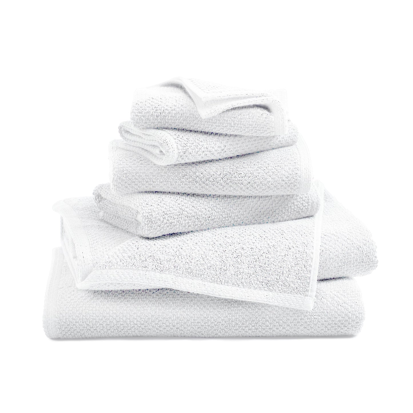 Stack of white towels on a white background