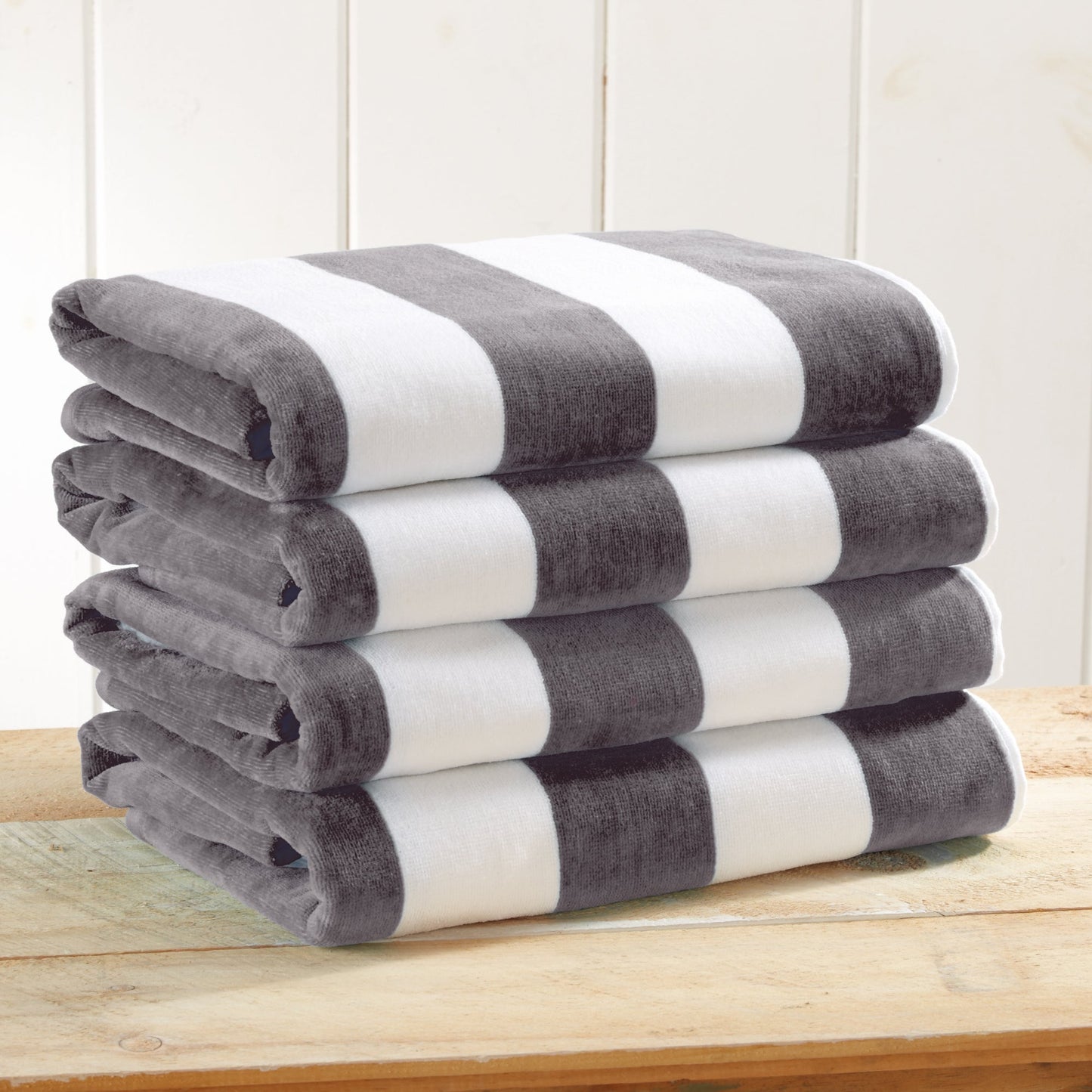 Cotton Velour Cabana Stripe Beach Towel | Novia Collection