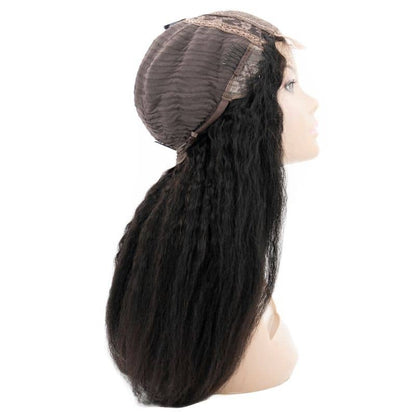 Natural 1B Textured Straight 4x4 Transparent Lace Human Hair Closure Wig