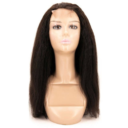 Natural 1B Textured Straight 4x4 Transparent Lace Human Hair Closure Wig