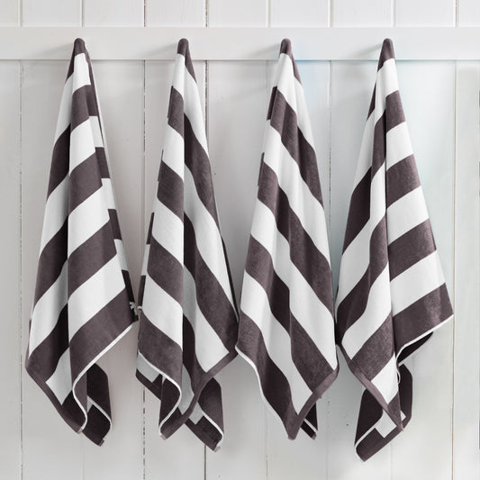 Cotton Velour Cabana Stripe Beach Towel | Novia Collection