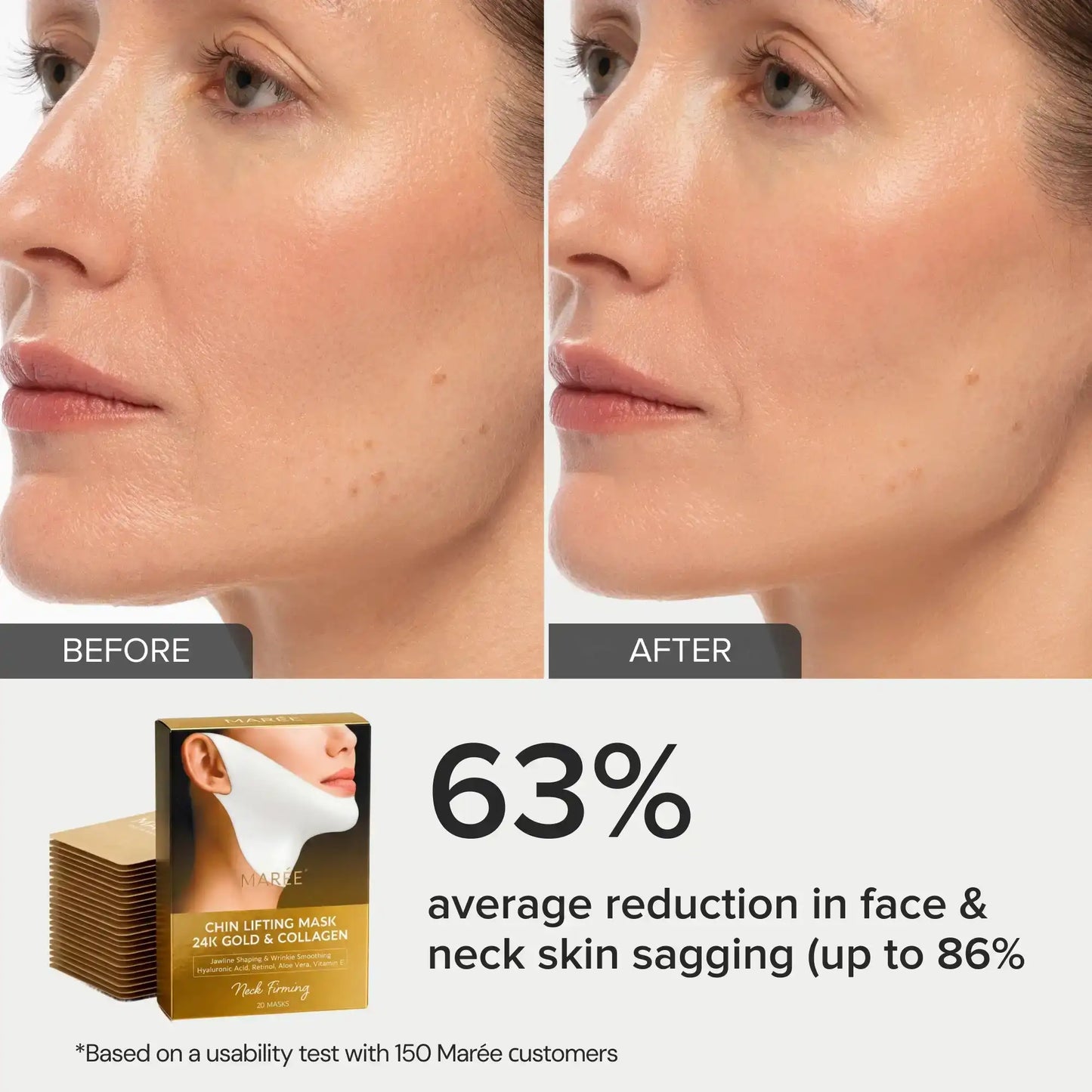 24K Gold V-Line Jaw Lifting Mask | 20 PCS