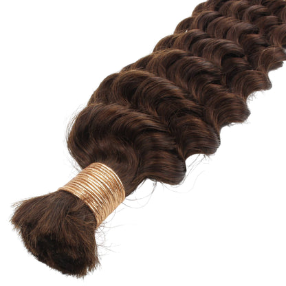 #4 Medium Brown Deep Wave Bulk Braiding Hair