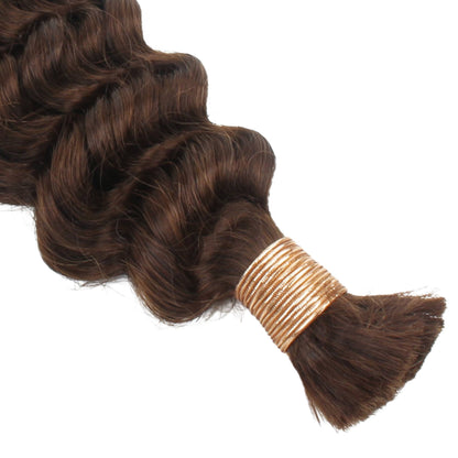 #4 Medium Brown Deep Wave Bulk Braiding Hair