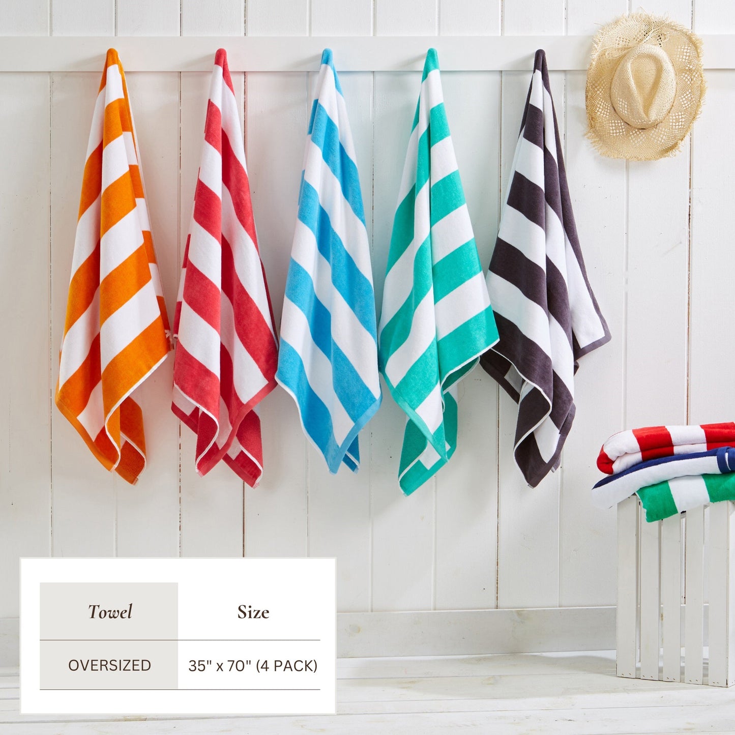 Cotton Velour Cabana Stripe Beach Towel | Novia Collection